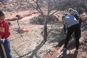 Students digging on an Alternative Spring Break Service Trip