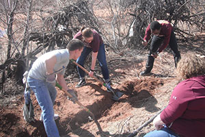 Students digging on an Alternative Spring Break Service Trip