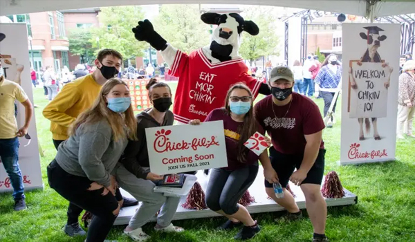 Students with Chick-Fil-A MAscot