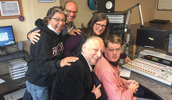The "Media Rats" group gathers in the WERG studio a Homecoming Reunion show in 2017.