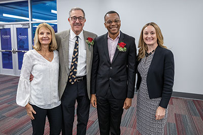 Orlando Lecture: Cindy Orlando and Richard Orlando, M.D. ’76, endowment sponsors, with SimonMary Asese Aihiokhai, Ph.D., and Sarah Ewing, Ph.D.