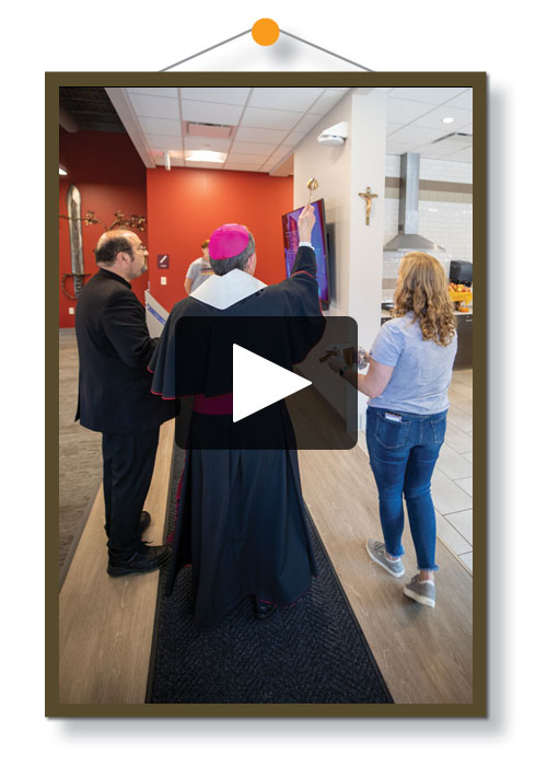 Bishop Persico blessing Gannon's newest residents hall, South Hall