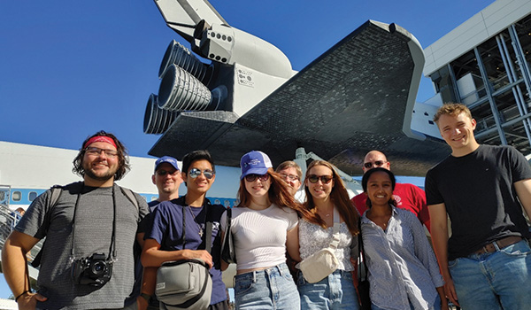 Students in Front of Space Shuttle